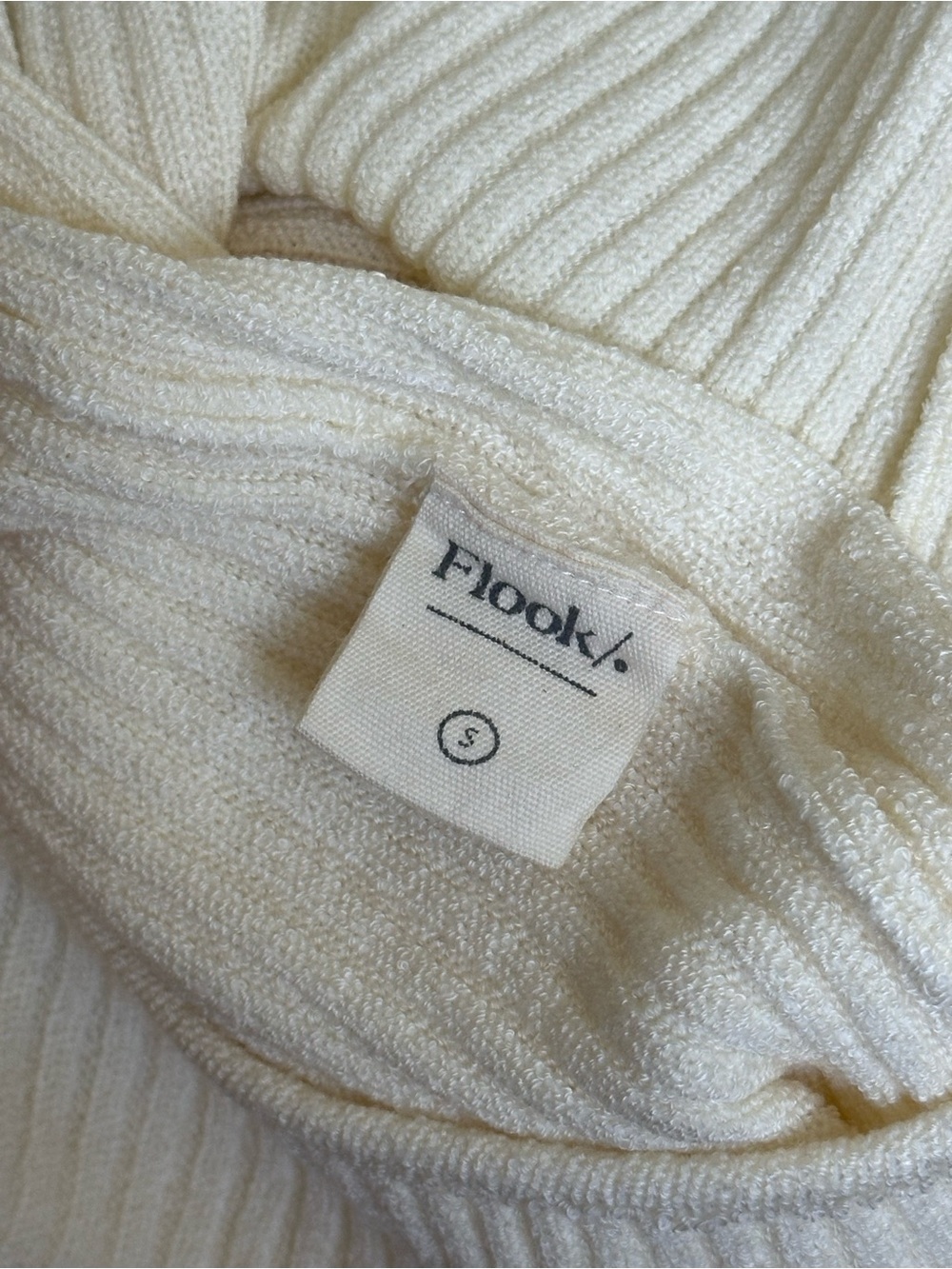 Flook The Label Skylar Off White Ivory Ribbed Cutout Midi Dress Women’s Size S - Picture 13 of 17